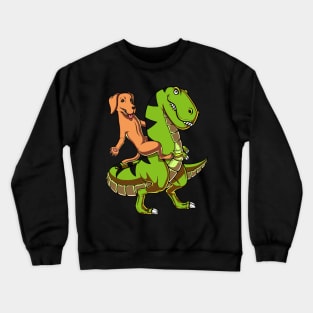 Labrador Retriever Riding T-Rex Dinosaur Crewneck Sweatshirt